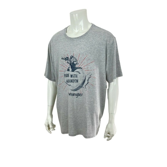Wrangler Ride With Abandon Motorcycle Gray Heather T Shirt Mens 2XL XXL - Picture 1 of 10